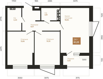 Квартира 62 м², 2-комнатная - изображение 1