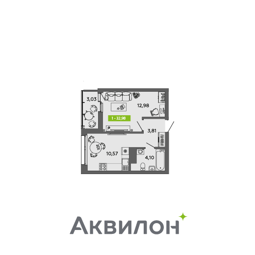 33 м², 1-комнатная квартира 5 475 398 ₽ - изображение 1