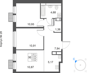 Квартира 51,9 м², 3-комнатная - изображение 1