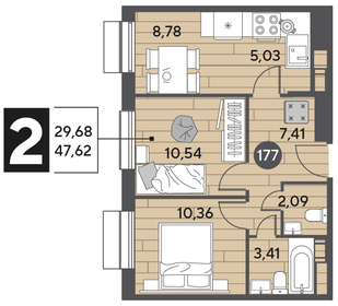 45,7 м², 2-комнатная квартира 6 300 000 ₽ - изображение 84