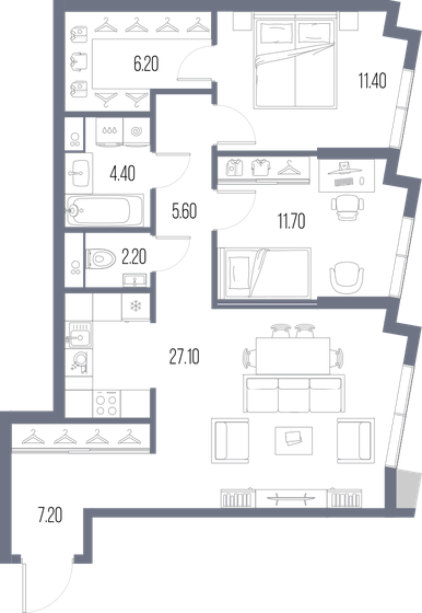 75,8 м², 2-комнатная квартира 31 911 800 ₽ - изображение 15