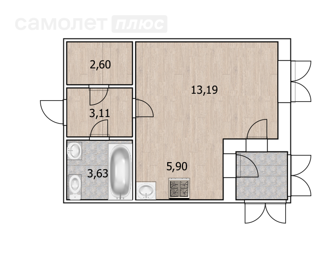 28,5 м², квартира-студия 4 999 000 ₽ - изображение 1