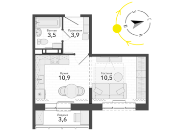 Квартира 32,4 м², студия - изображение 1