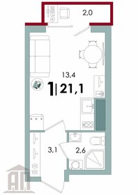 Квартира 21 м², 1-комнатная - изображение 1