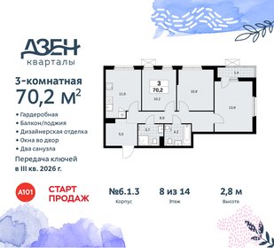 70,2 м², 3-комнатная квартира 16 685 922 ₽ - изображение 24