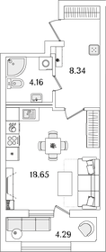 Квартира 33,3 м², студия - изображение 1