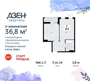 36,8 м², 1-комнатная квартира 11 123 971 ₽ - изображение 28