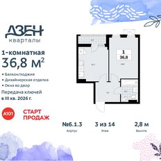 Квартира 36,8 м², 1-комнатная - изображение 3