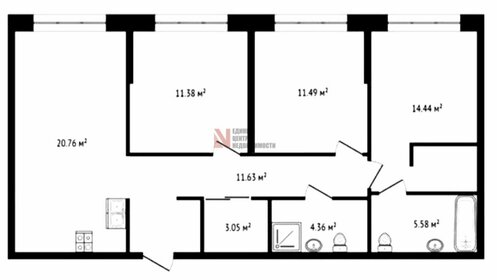 Квартира 82,7 м², 3-комнатная - изображение 1