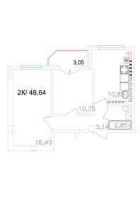 49,6 м², 2-комнатная квартира 3 709 332 ₽ - изображение 9