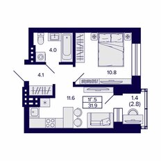 Квартира 31,9 м², 1-комнатная - изображение 3