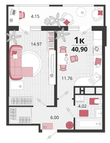 43,7 м², 1-комнатная квартира 6 840 288 ₽ - изображение 10