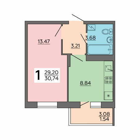 30,7 м², 1-комнатная квартира 3 104 740 ₽ - изображение 8
