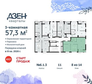 57,3 м², 3-комнатная квартира 14 948 727 ₽ - изображение 43