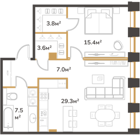 61,9 м², 1-комнатная квартира 18 446 200 ₽ - изображение 10