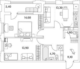 60 м², 2-комнатная квартира 11 000 000 ₽ - изображение 148