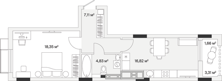 Квартира 48,8 м², 1-комнатная - изображение 1