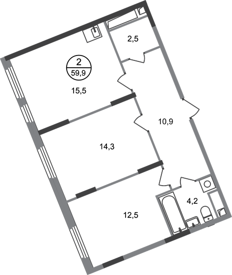59,9 м², 2-комнатная квартира 13 876 779 ₽ - изображение 1