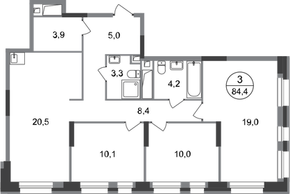 84,3 м², 3-комнатная квартира 17 366 252 ₽ - изображение 6