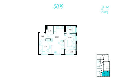 57,3 м², 2-комнатная квартира 7 327 834 ₽ - изображение 17