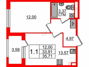 Квартира 33,9 м², 1-комнатная - изображение 1