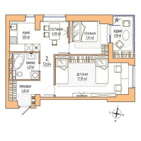 Квартира 53,6 м², 2-комнатная - изображение 2