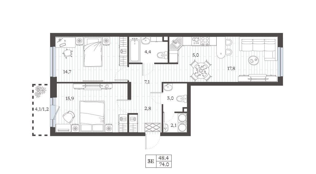 71,8 м², 3-комнатная квартира 12 346 160 ₽ - изображение 25