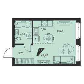 Квартира 28,7 м², студия - изображение 1