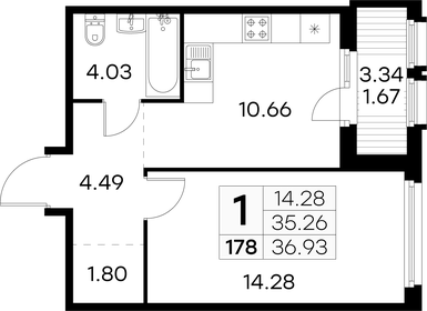 36,5 м², 1-комнатная квартира 6 539 999 ₽ - изображение 14