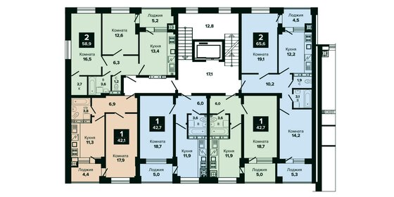 42,7 м², 1-комнатная квартира 5 551 000 ₽ - изображение 2