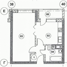 Квартира 42 м², 1-комнатная - изображение 1