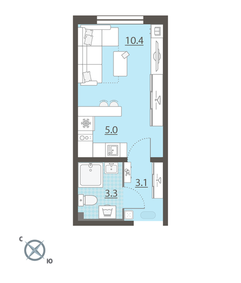 21,8 м², квартира-студия 2 833 651 ₽ - изображение 1