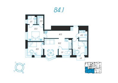 126,8 м², 3-комнатная квартира 18 600 000 ₽ - изображение 69