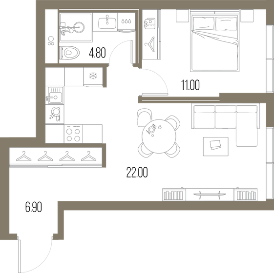 44,7 м², 1-комнатная квартира 19 963 020 ₽ - изображение 1
