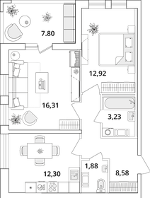 59,1 м², 2-комнатная квартира 13 485 689 ₽ - изображение 15