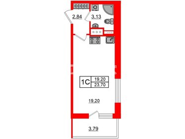 Квартира 23,7 м², студия - изображение 1