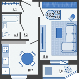 40,4 м², 1-комнатная квартира 3 922 840 ₽ - изображение 31