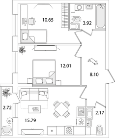 Квартира 54 м², 2-комнатная - изображение 1