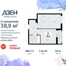 Квартира 38,9 м², 2-комнатная - изображение 3