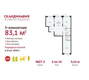 77,7 м², 3-комнатная квартира 20 400 000 ₽ - изображение 96