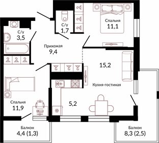 68,8 м², 2-комнатная квартира 11 200 000 ₽ - изображение 72