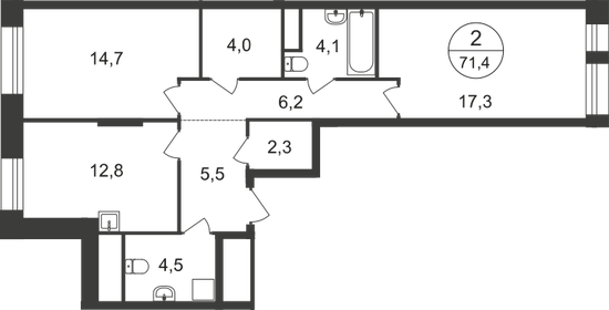 74,7 м², 2-комнатная квартира 16 077 390 ₽ - изображение 32