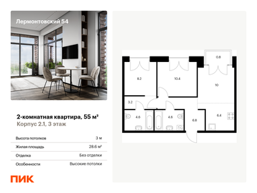 55 м², 2-комнатная квартира 19 945 860 ₽ - изображение 58