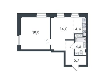 Квартира 49,5 м², 2-комнатная - изображение 1