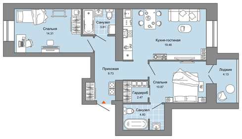 66 м², 3-комнатная квартира 6 095 727 ₽ - изображение 30