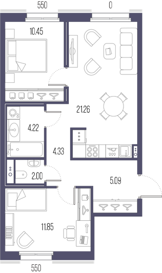 59,2 м², 2-комнатная квартира 20 234 560 ₽ - изображение 13