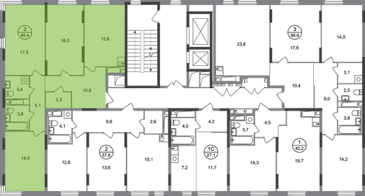 Квартира 89,4 м², 3-комнатная - изображение 2