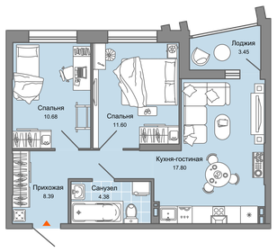 Квартира 55 м², 3-комнатная - изображение 1