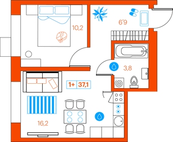 39,7 м², 1-комнатная квартира 3 900 000 ₽ - изображение 71