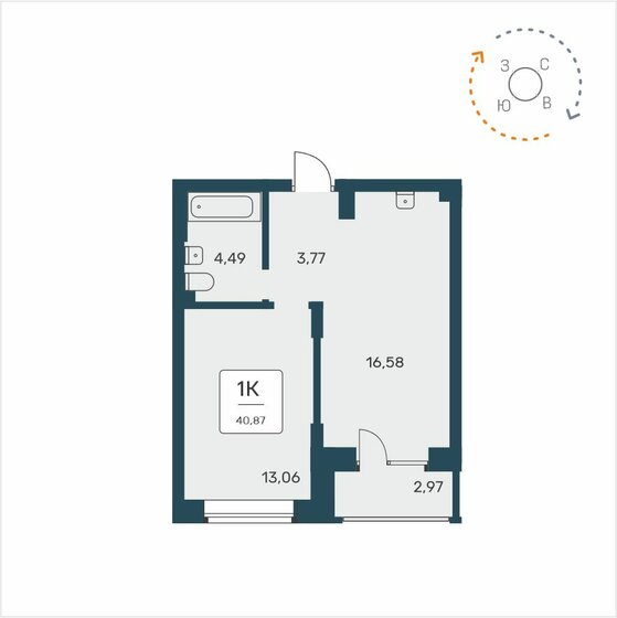 40,9 м², 1-комнатная квартира 6 100 000 ₽ - изображение 1